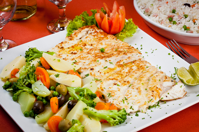Peixe Assado com Legumes